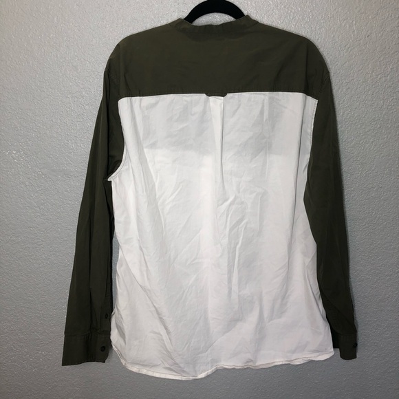 Kenneth Cole New York Green and White Color Block Long Sleeve Button Down Shirt - Picture 2 of 8